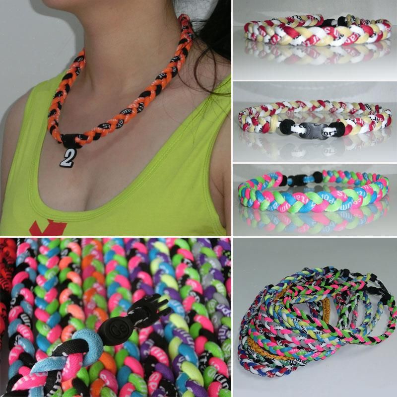 Titanium Braided Necklaces 3 Rope Tornado Ionic Softball Baseball