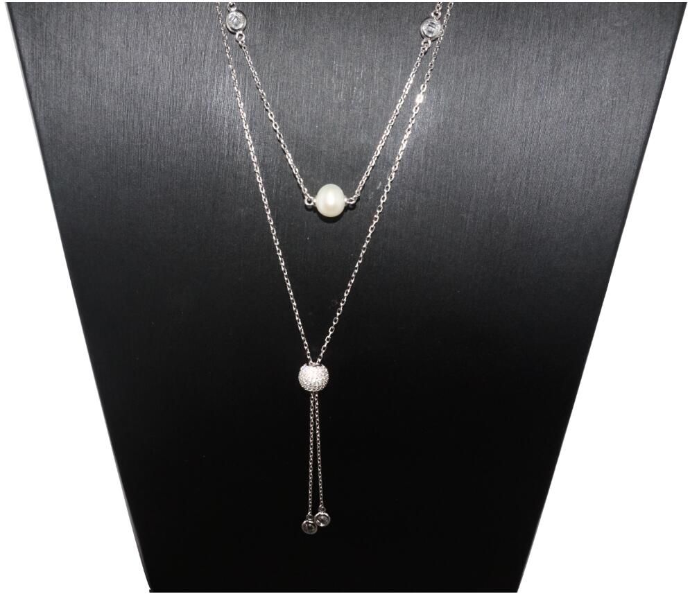 layered silver necklace set