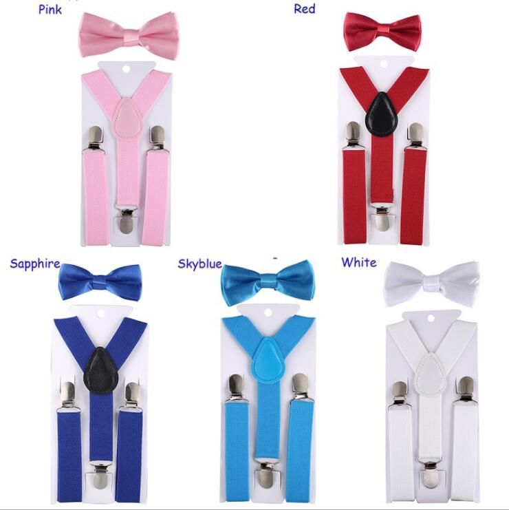 New Kid's Boy's Y back Suspender adjustable strap clip on & bowtie formal pink New Kid's Boy's Y back Suspender adjustable strap clip on & bowtie formal pink
