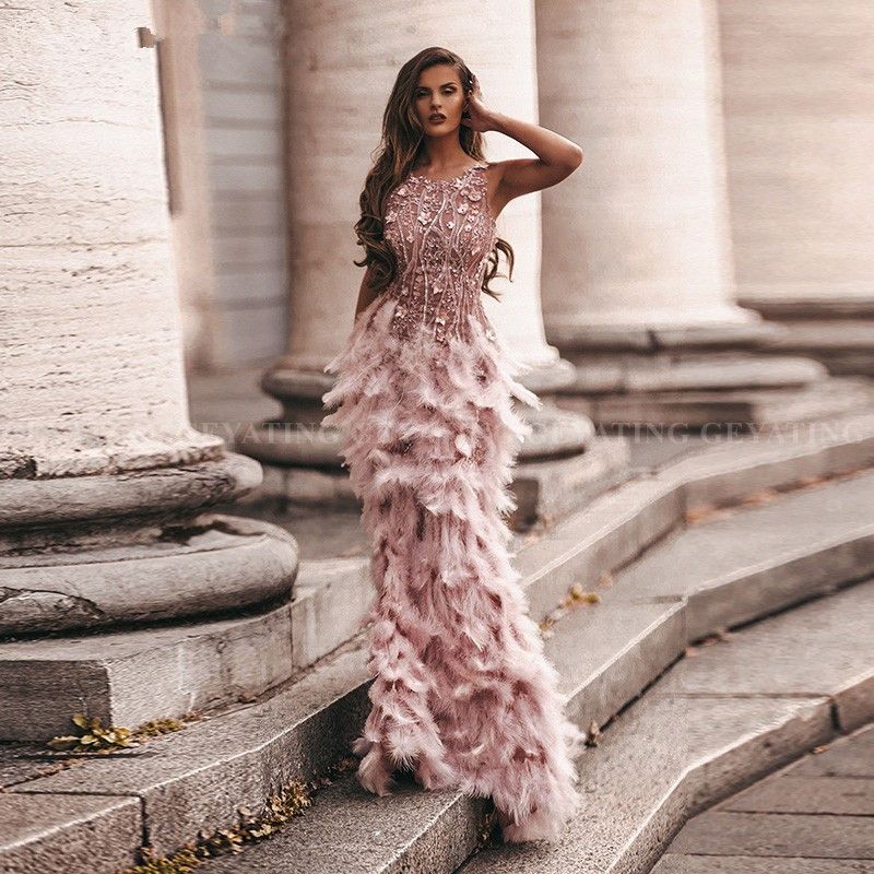 pink floral evening gown