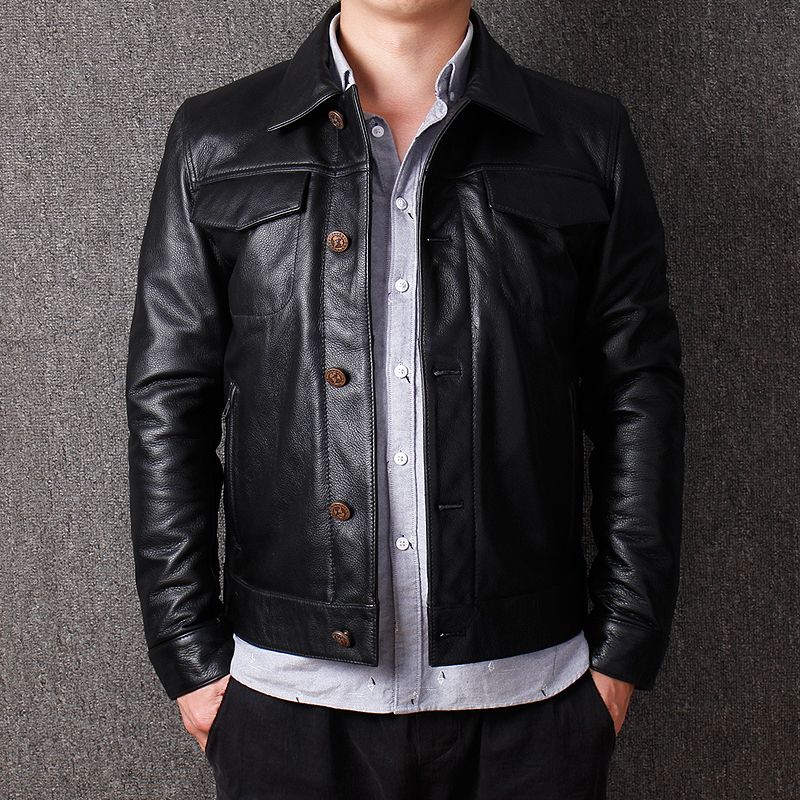 mens short leather jacket