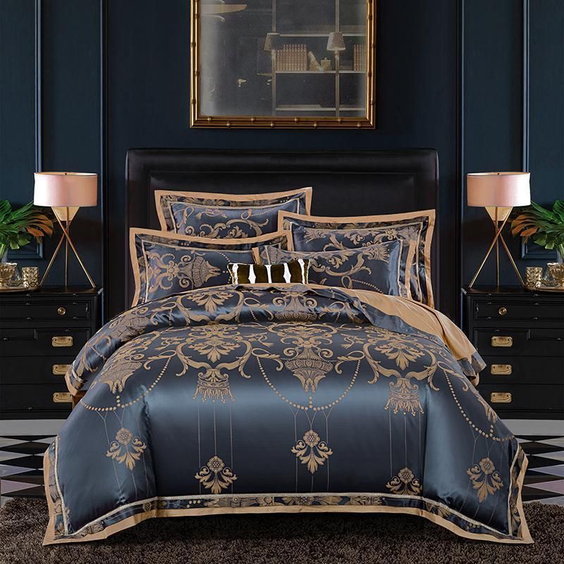 New Luxury Silk Jacquard Duvet Cover Set Queen King Size Bedding Set