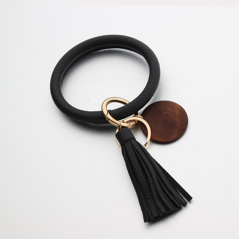SELOVO Key Ring PU Leather Bangle Tassel Wristlet Card Holder Wallet For Women Girls 