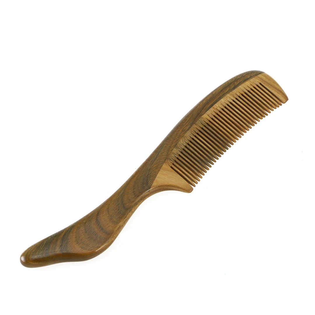 Fine Teeth Anti Static Wooden Hair Comb Detangling Green