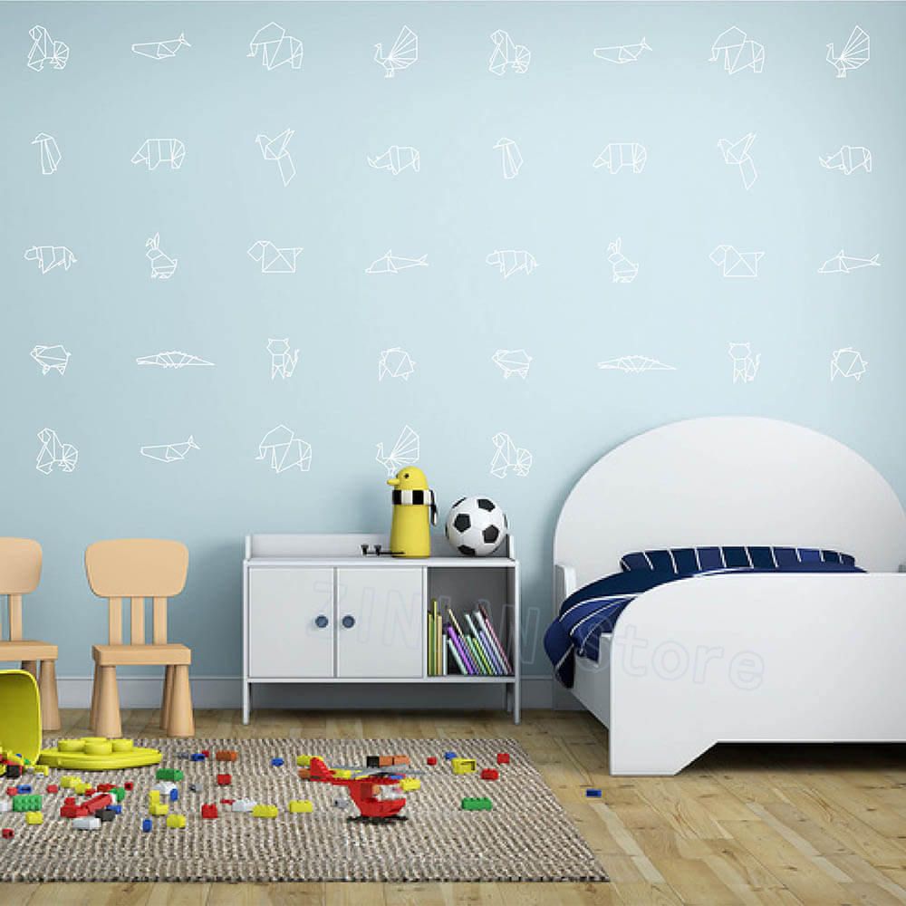 Compre Diy Origami Animales Pared Del Vinilo Dormitorio Modelo