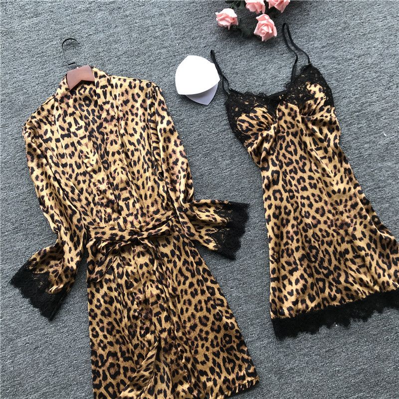 silk leopard robe