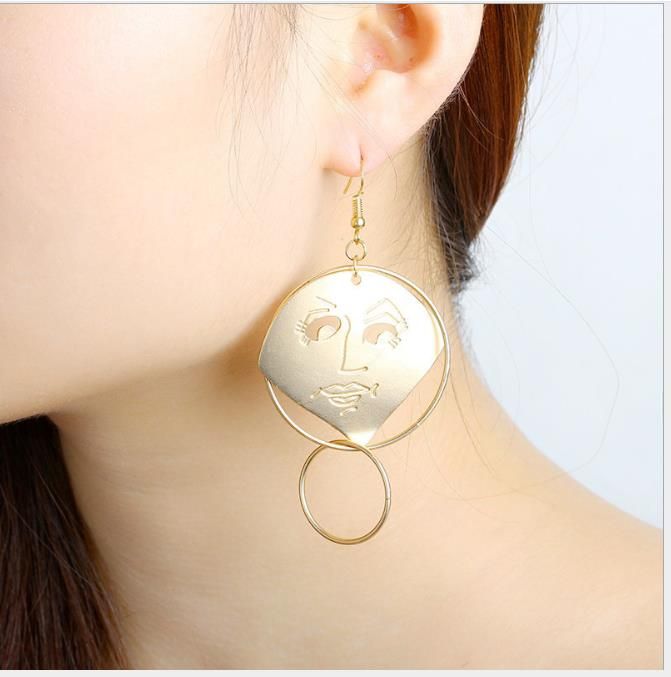 Pendientes exageradas silueta de la cara ahuecados pendientes