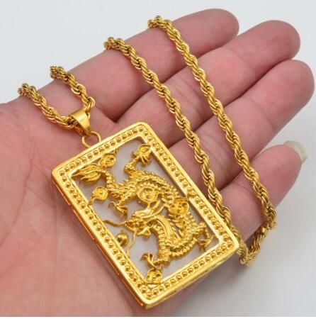 Round Dragon Pendant Necklace For Men 