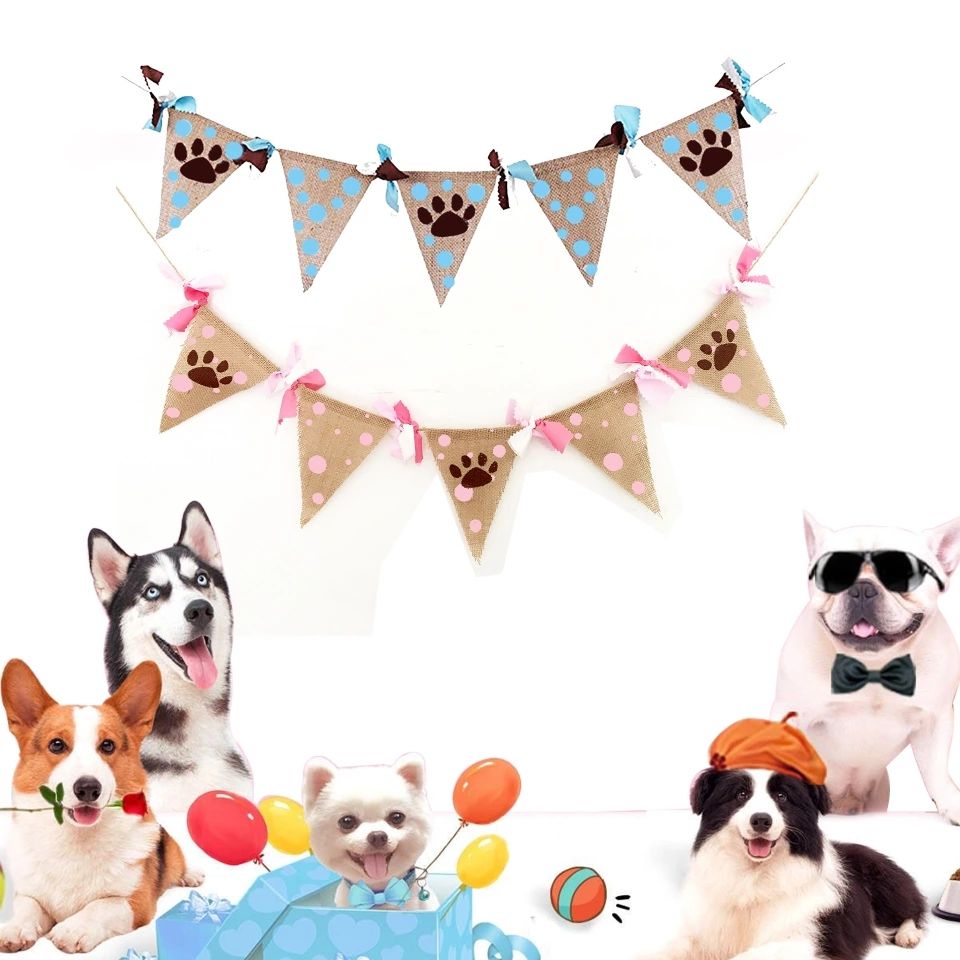 2020 Dog Paw Dot Pennant Banner Bunting Garland Banner For Pet Party