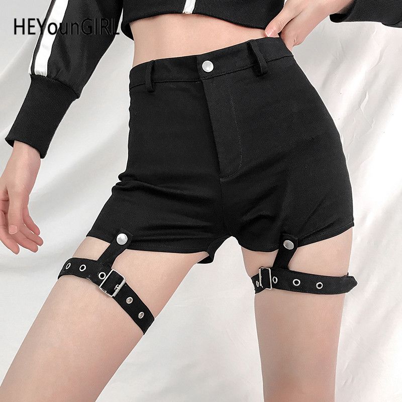 black high waisted hot shorts