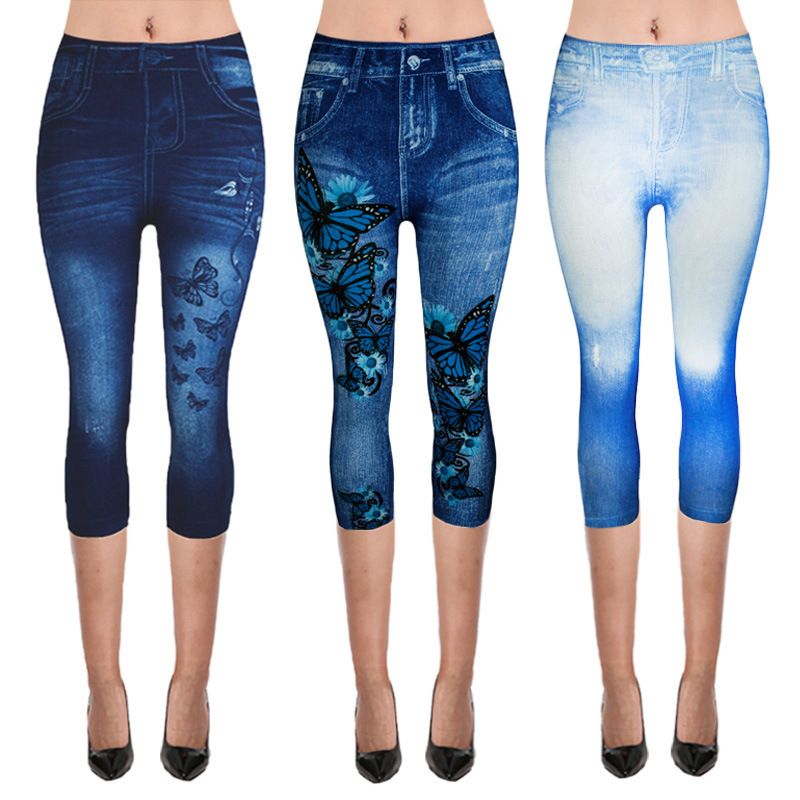 Acquistare Leggings Slim Effetto Jeans Leggings Traspiranti Da Donna  Pantaloni Capri Pantaloni Vita Alta Da Donna Con Stampa A Vita Alta  Economico | Consegna Veloce E Qualità | It.Dhgate
