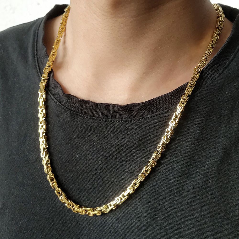 Men Jewelry Metal Necklace 24inch Gold 