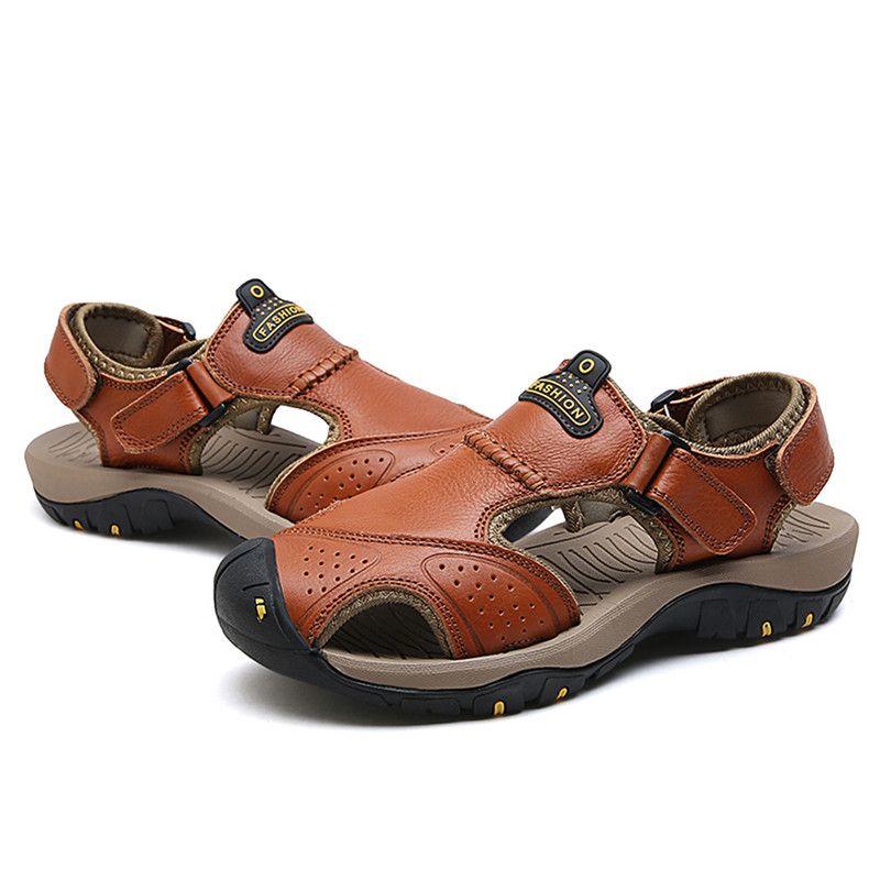 Summer Genuine Leather Sandals Men Casual Shoes Sneakers Outdoor Beach Shoes Native Male Rubber Sole Sandals Sport