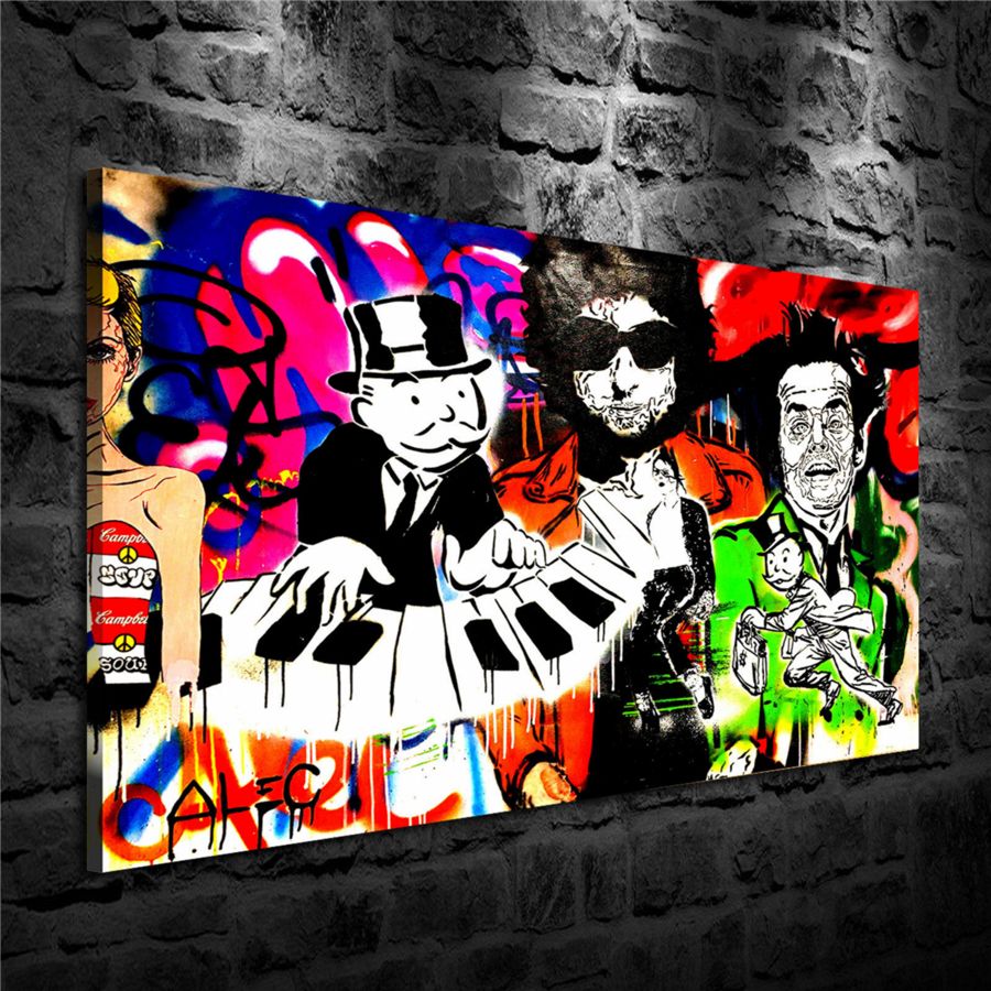 Alec Monopoly Street Art Canvas Piano Graffiti Wall Decor