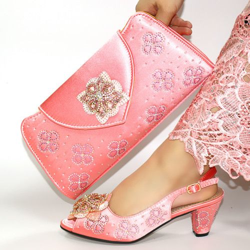 peach coloured shoes and bag