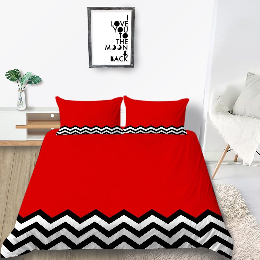 Creative Bedding Set Hot Polyline, Red And Black King Bedding