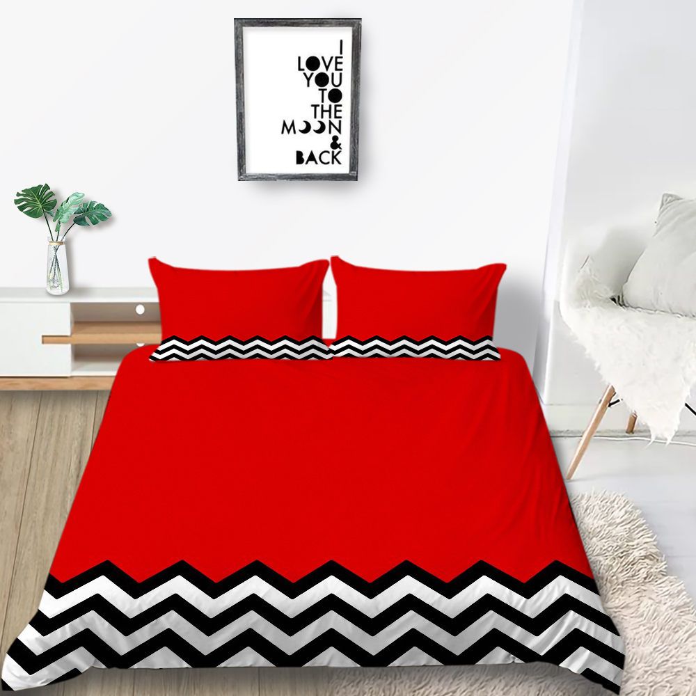 Creative Bedding Set Hot Sale Polyline Pattern Duvet Cover Red