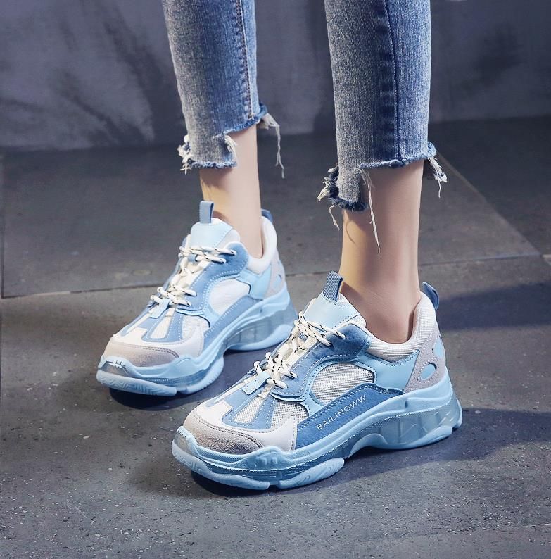 chunky blue sneakers