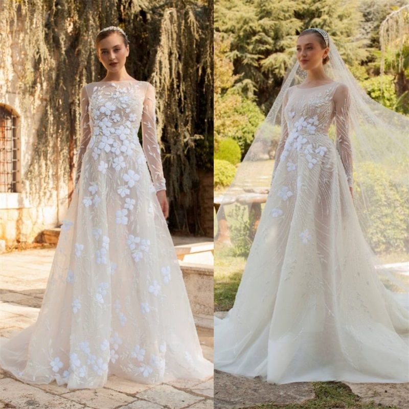 floral beach wedding dresses