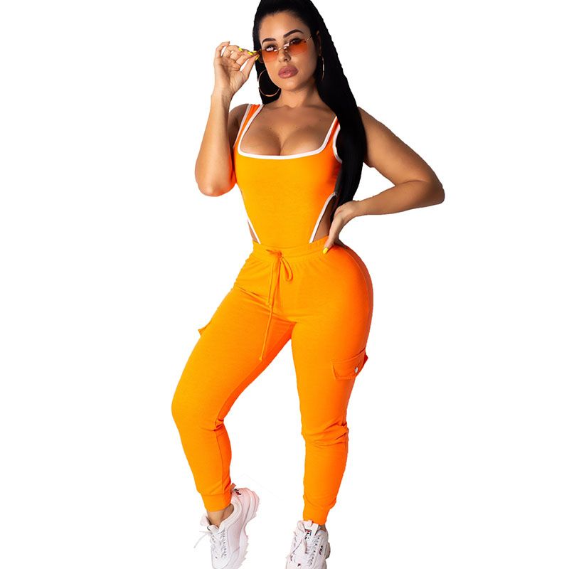 neon orange sweatsuit