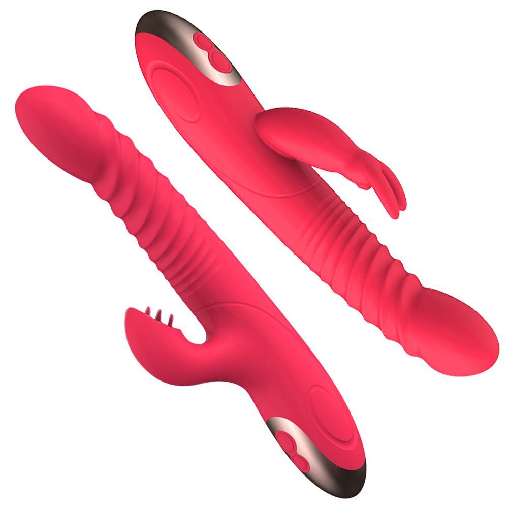 Rabbit Telescopic Vibration Built In Ball Rotation Heating G Spot Dildo 