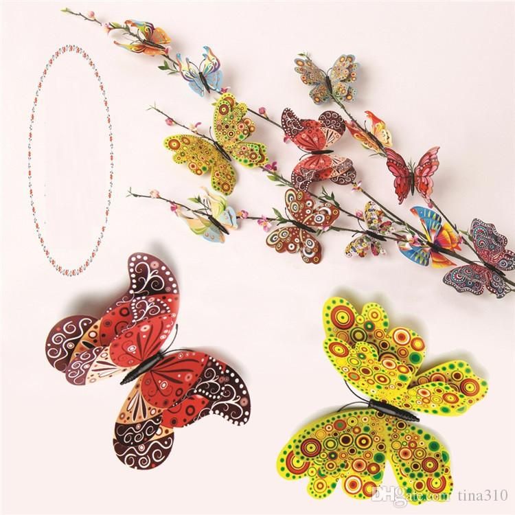 Hot sale colourful simulation butterfly set bedroom DIY stereoscopic adornment Butterfly Home Furnishing Handicraft toys T3I0104