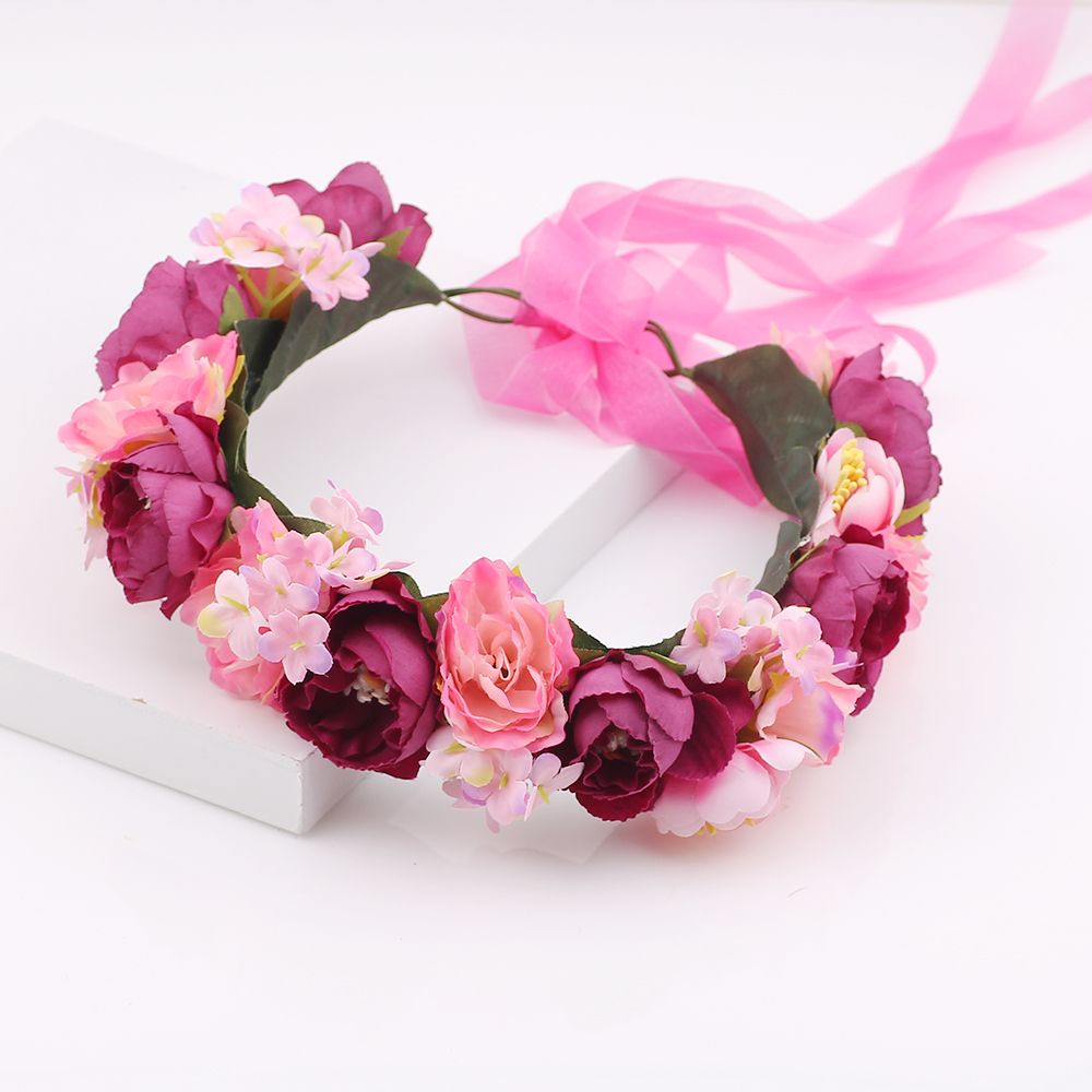 Bride Women Rose Flower Crown Hairband Wedding Flower Headband