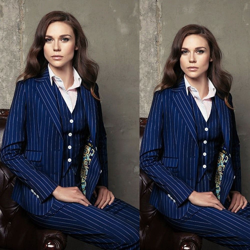 Acquistare Di 3 Pezzi Navy Gessato Donne Giacca E Cravatta Vestito Di  Pantaloni Su Ordine Abito Madre Abiti Da Sera Formale Smoking Jacket +  Pants Economico | Consegna Veloce E Qualità | DHgate Italy