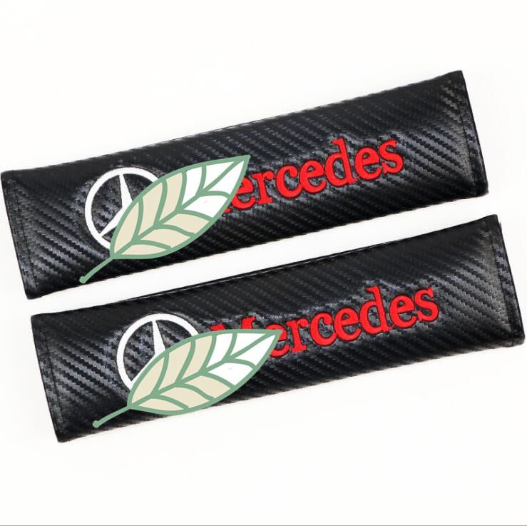 BENZEE 2pcs M Carbon Fiber Car Styling Accessories Seat Belt Shoulders Pad Truck Cover