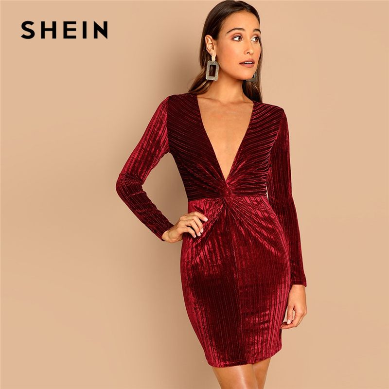 burgundy going out dress