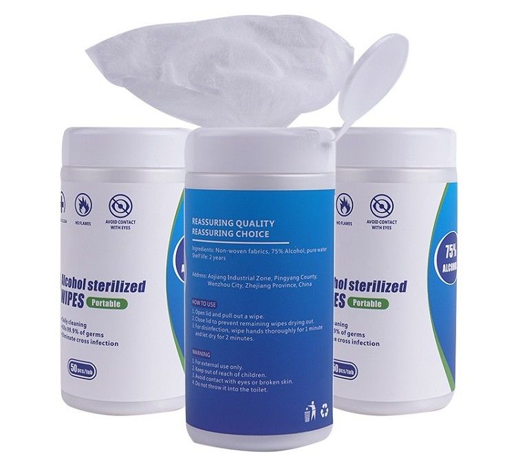 2020 /Canister 75 Alcohol Wet Wipes Antibacterial Cleaning Tissue