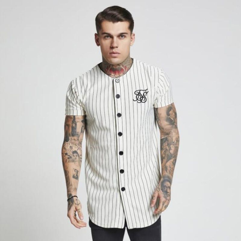 Compra Camisetas De Moda Tees Para Hombres De Verano Hap Hip Hop Polos Sik  Silk Borded Baseball Jersey Camiseta A Rayas Ropa De Marca Barato | Entrega  Rápida Y Calidad | Es.Dhgate