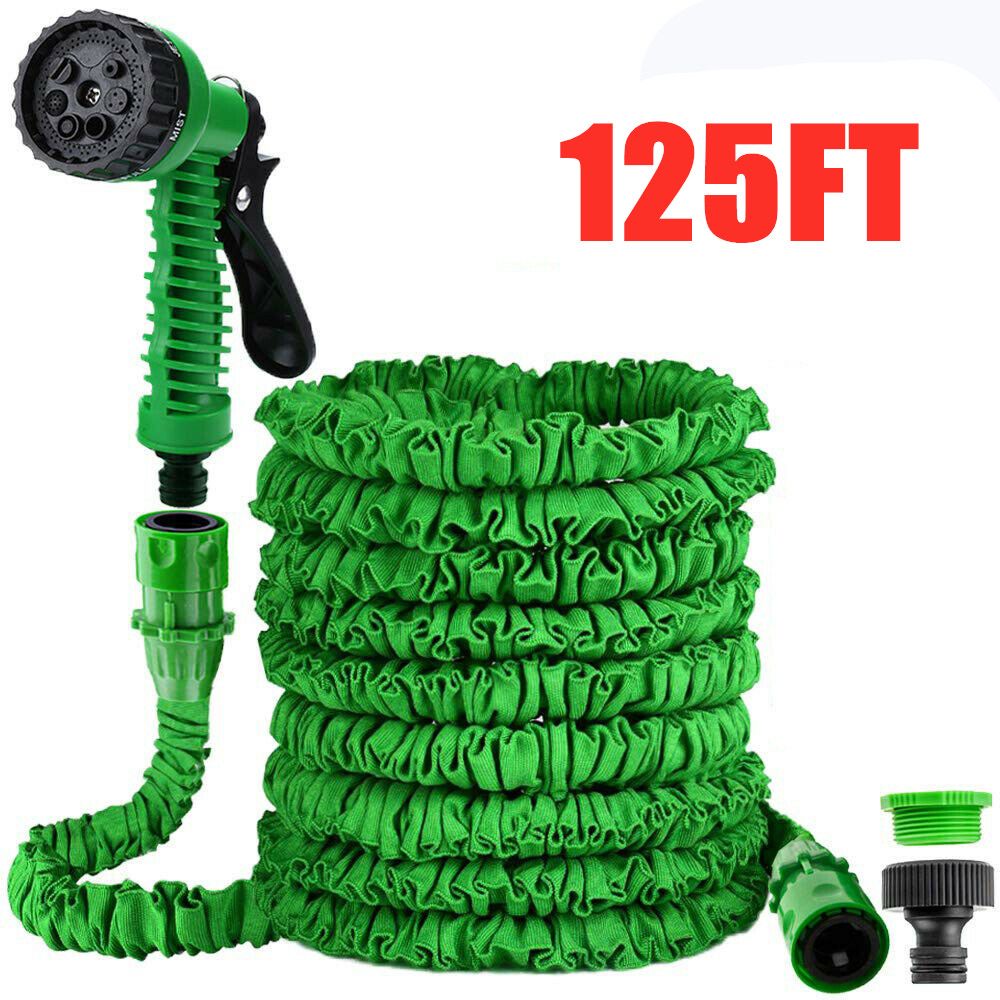 50//75FT Long Retractable Expandable Magic Garden Hose Pipe 7 Function Spray Gun