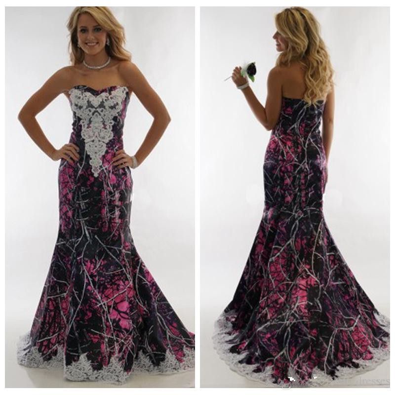 DINGZANCAMO Floor Length Camo Beach Wedding Dresses Formal