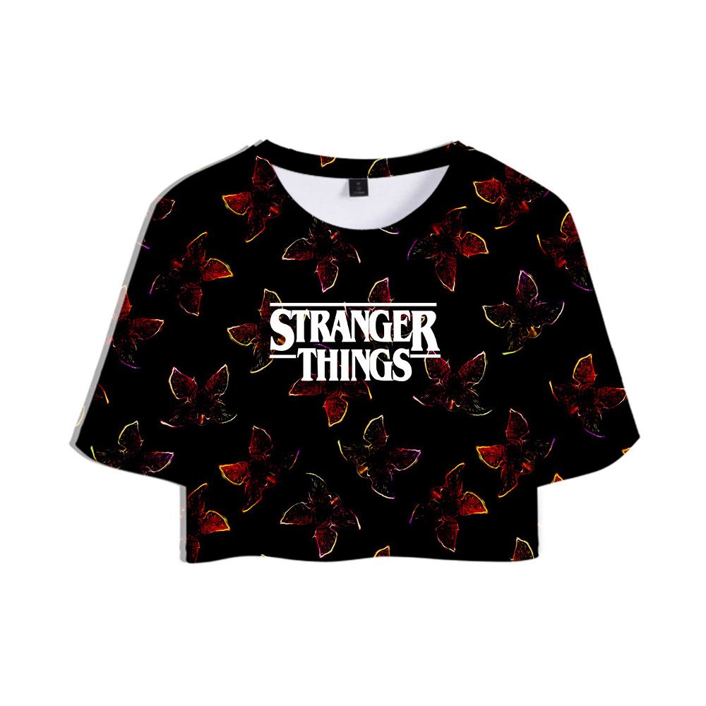 Stranger Things 3d Print Crop Top Short 