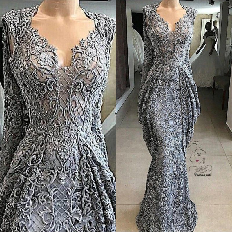 dark gray lace dress