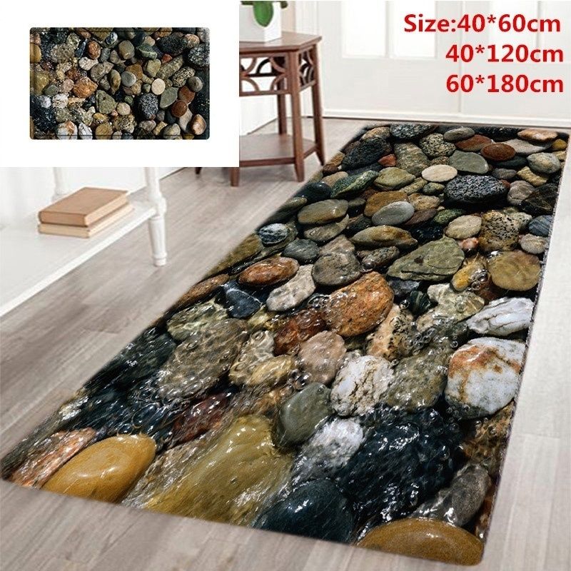 Home Living 3d Stone Road Printed Non Slip Rugs Hallway Carpets