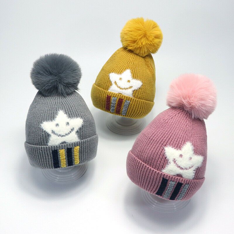 kids fluffy bobble hat