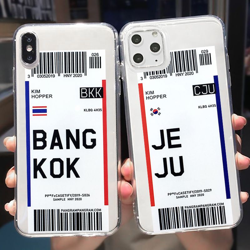 For Iphone Country Case Back Cover Air Ticket Travel Label ...