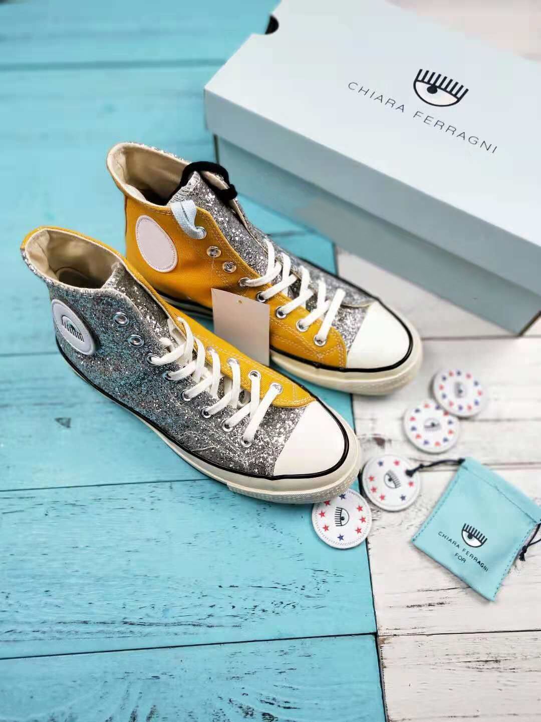 2020 New Chiara Ferragni X One Star Eyes 74 OX Pinstripe 1970s Mens Chuck Casual Canvas Shoes Skate Womens Glitter Silver Designer Sneakers From Bestcheap_shoes, $94.42 | DHgate.Com