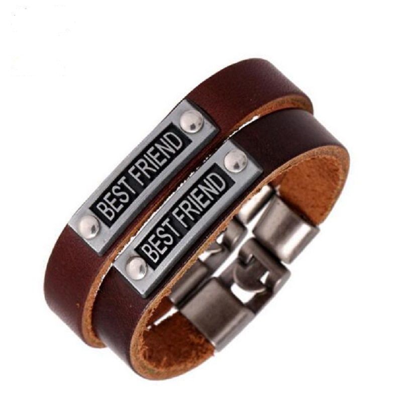 Genuine Leather Best Friends Bracelet Handmade Cowhide Strap Friendship