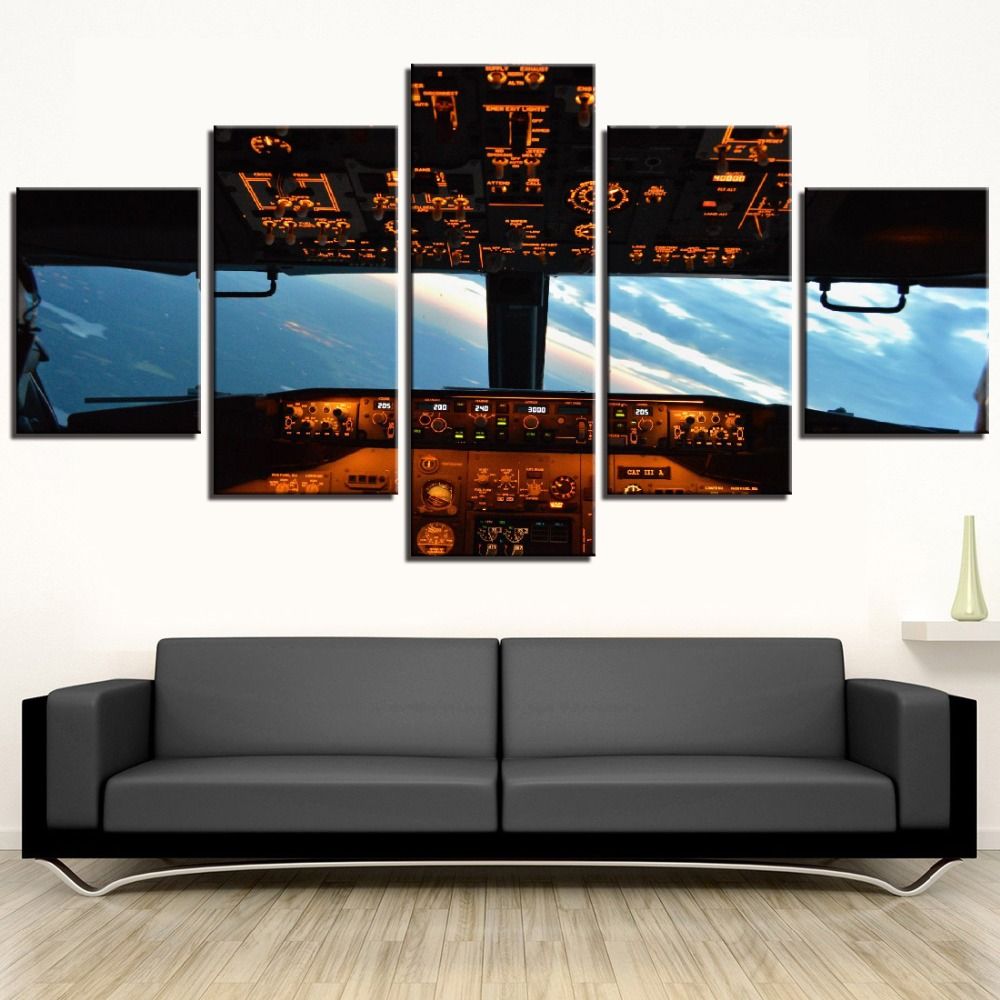 Aircraft Cockpit Sky View Plane 5 Pieces Canvas Wall Art Poster Print Home Decor Aircraft Cockpit Sky View Plane 5 Pieces Canvas Wall Art Poster Print Home Decor