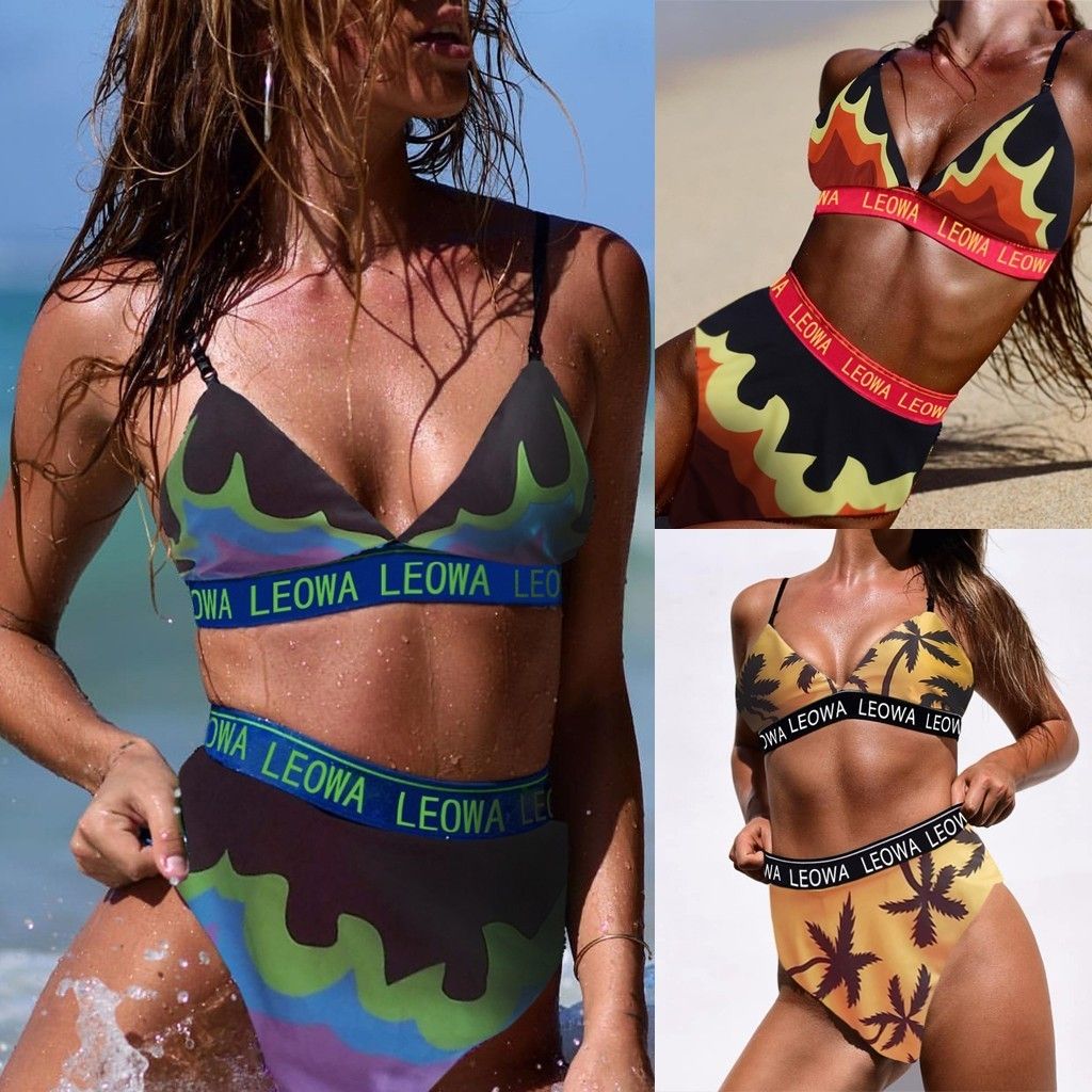 Bikinis 2019 Mujer Tallas grandes Traje de de dos piezas Bikini Set Carta Estampado