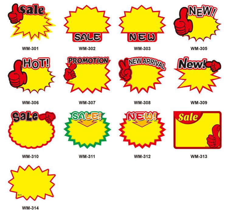Promotion Price Tag Label Paper Price Card Explosion Shaped Pricing