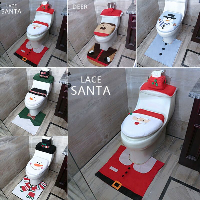 Gotd Christmas Decoration Christmas Snowman Lid Single Toilet Cover Toilet Seat Cover