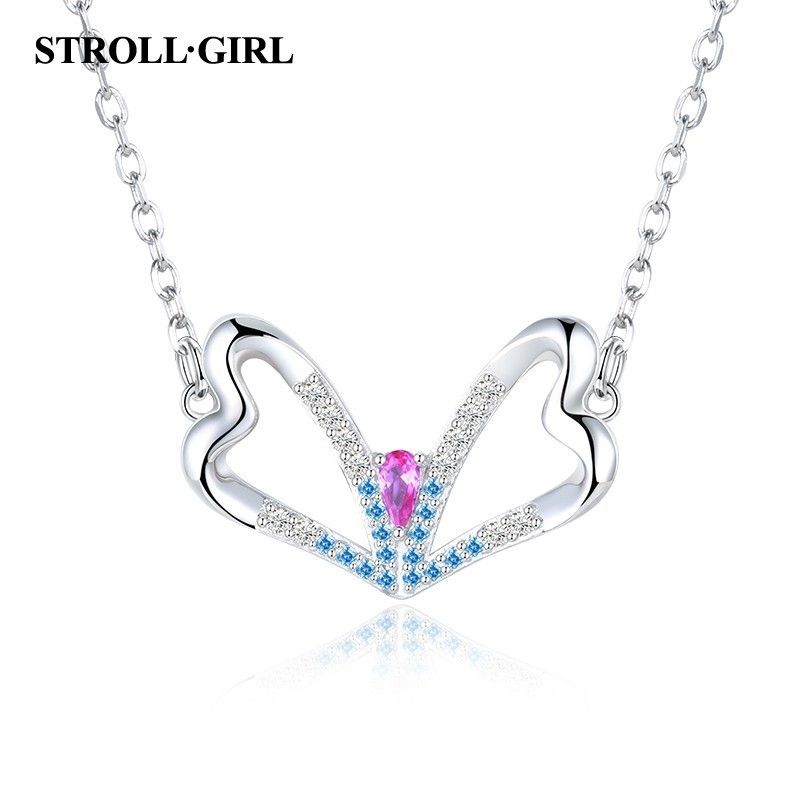 Jewelry Best Seller Sterling Silver Polished CZ Heart Chain Slide Pendant