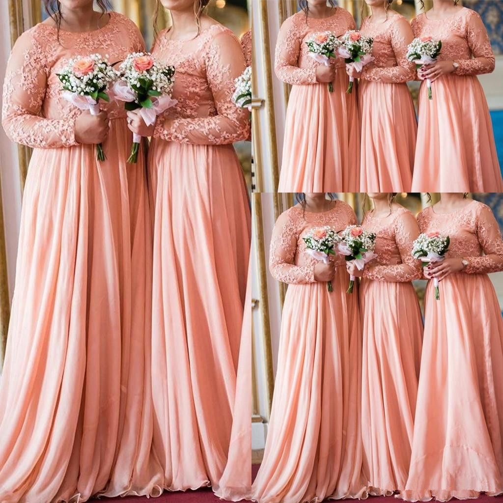 long sleeve coral dress