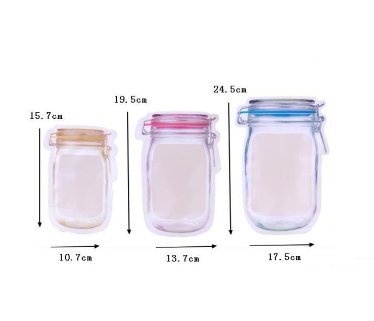 2019 Zipper Food Storage Bags Resuable Mason Jar Shaped Snacks Cookie Container Candy Bag Airtight Seal For Kitchen Organizer From