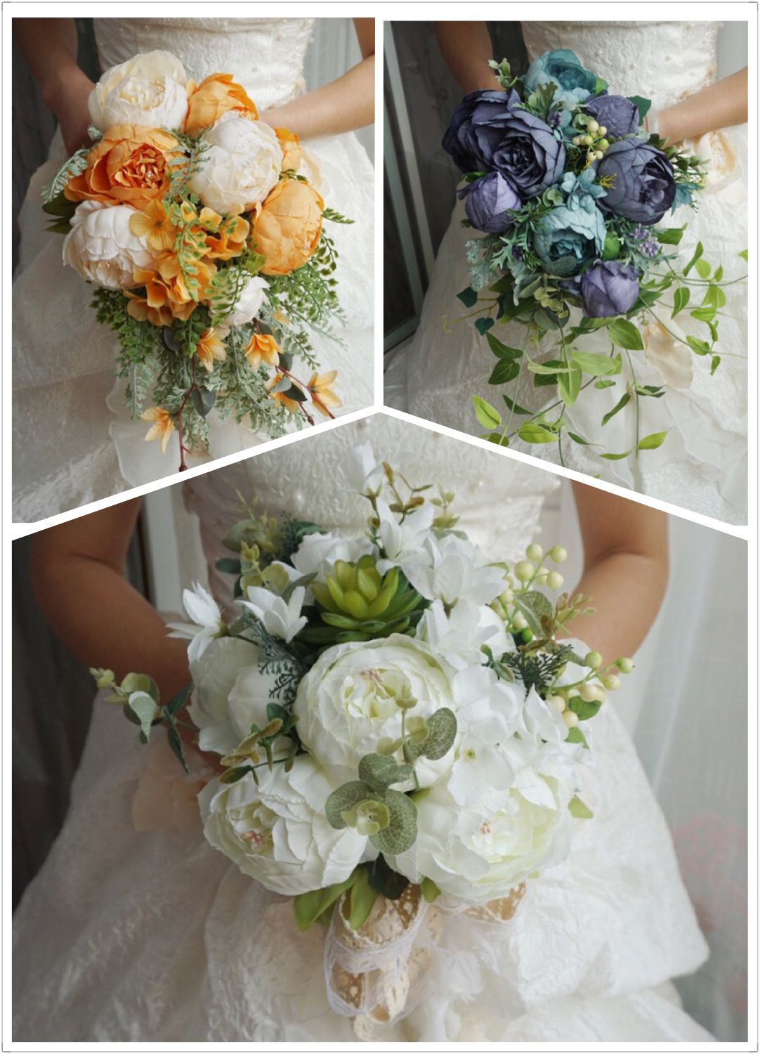 fiori,party Home wedding Decor/vacanza decorazione matrimoni eventi & Garden & simulazione fiore Kaymayn Glicine seta artificiale fiore/bouquet da sposa da appendere White 3 pezzi 
