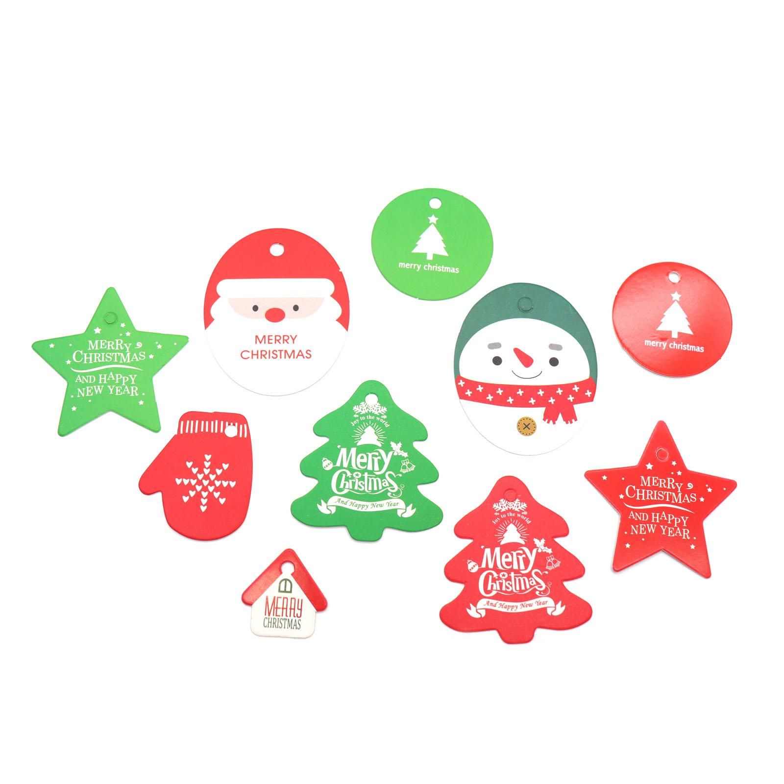 50pcs Star Santa Claus Christmas Tag Candy Bag Decor Gift Package Hang Tags New 
